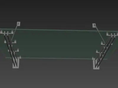 canopy glass door on side of building Low-poly 3D model