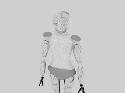 Simple female robot Low-poly 3D model