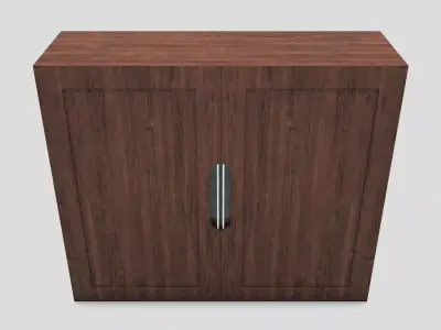 Cupboard wooden cabinet with two doors 3D model