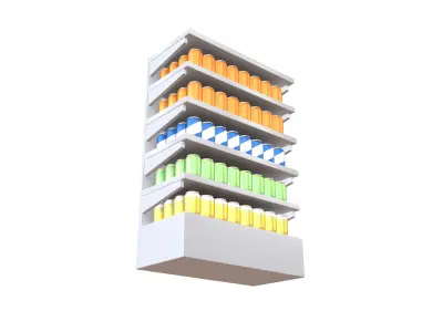 Canned Drinks On Shelf v1 002 3D model