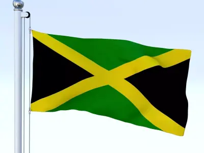 Animated Jamaica Flag Low-poly 3D model