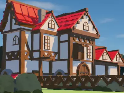 LowpolyMedievalHouseMODULAR castle set Free low-poly 3D model