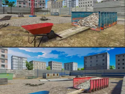 Abandoned House Set Low-poly 3D model