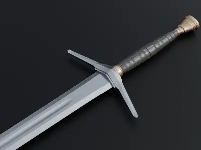 Realistic Medieval Sword Low-poly 3D model