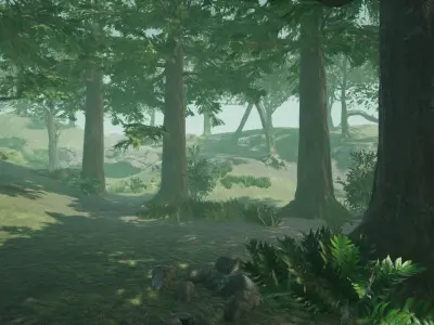 Asia Forest Tree And Rocks Low-poly 3D model