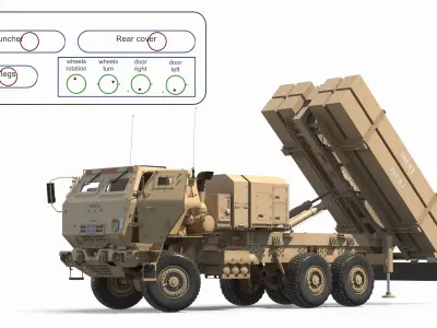  Tactical Air Defense Launcher Military Vehicle Sand Rigged 