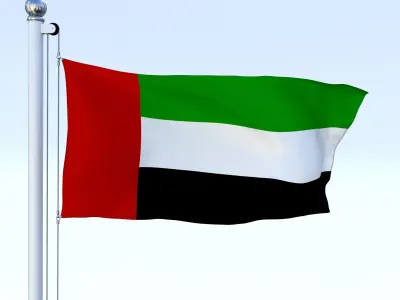 Animated United Arab Emirates Flag Low-poly 3D model