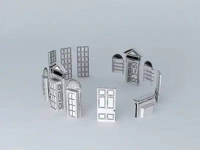 Oval Office  Windows doors fireplaces and shelves Free 3D model