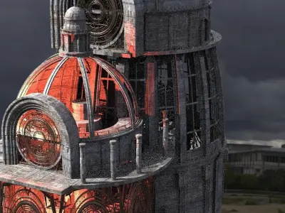 Occult observatory Tower Pillars  Kit bash 1 3D model