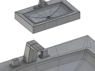 Rectangular Drop-in Bathroom Sink  Black 3D model