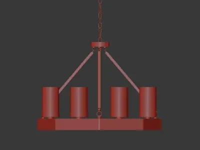 JASPER wooden chandelier with glass candle holders 3D model