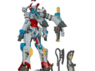 Gundam GQuuuuuuX 3DModel NoRig NoTexture   Low-poly 3D model
