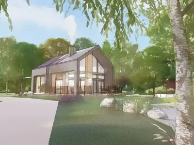 modern barn house 3d model  Low-poly 3D model