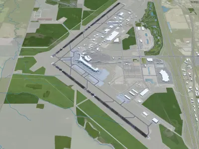 Edmonton Airport 15km Low-poly 3D model