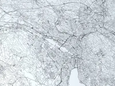 Zurich Road Network and Streets 3D model
