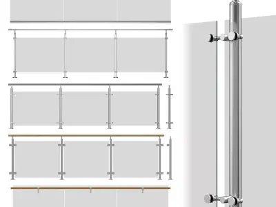 Set of glass railing systems 3D model