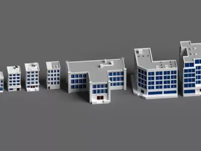 Cartoon buildings  low poly building  home  3D model