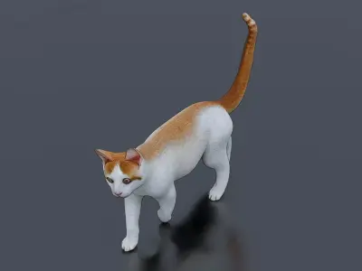 Walking cat Low-poly 3D model