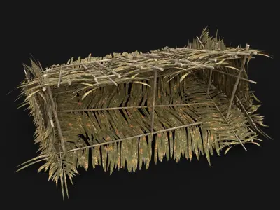 TRIBAL JUNGLE PRIMAL SHELTER HUT HOUSE LEAF TREE SURVIVAL AAA Low-poly 3D model