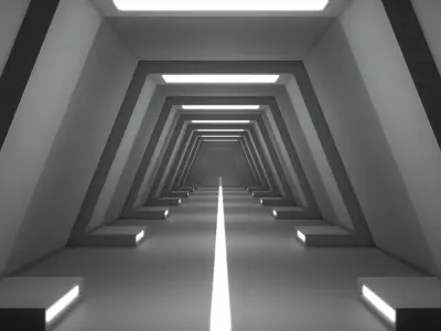 Sci Fi Corridor Low-poly 3D model 15