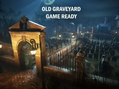 Old graveyard Low-poly 3D model