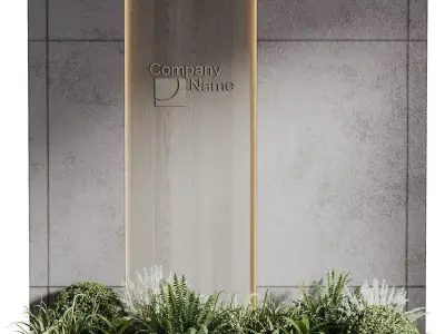 Wall with plant 09 3D model