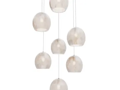 Lazio 7-Light Round Multi-Drop Pendant Currey Company 3D model