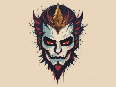 Demonic Samurai Mask Stylized Evil Warrior Head 3D model