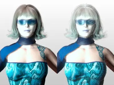 Vera Aether Sci Fi Female Character Stylized Low-poly 3D model