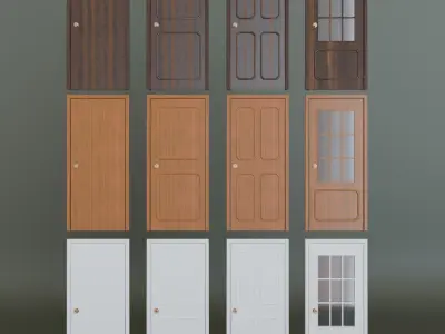 Realistic Wooden Door Bundle - Door Collection Pack 3D model