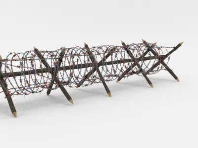 Low Poly Barb Wire Obstacle Low-poly 3D model