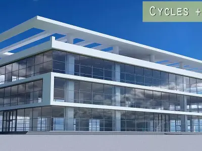 Building 7 office with sky 3D model