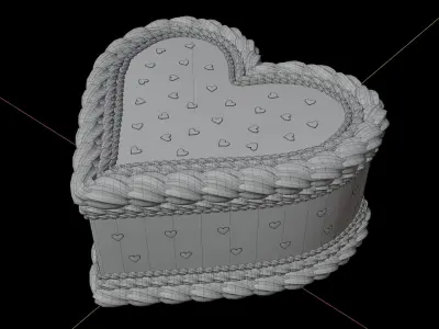 Heart Cake - Valentines Day Low-poly 3D model