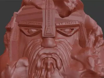 Dwarf statue carved into the rock 3D print model