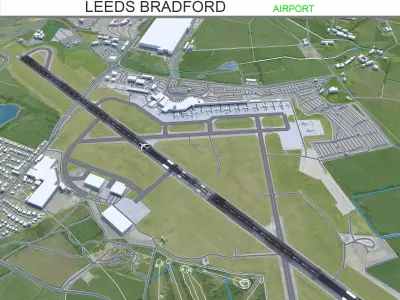 Leeds Bradford Airport 10km Low-poly 3D model