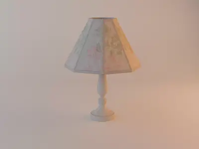 Table Lamp with Fabric Lampshade 5 textures Low-poly 3D model