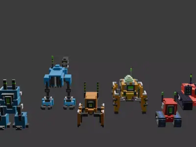 voxel or pixel robot -minecraft 3D model