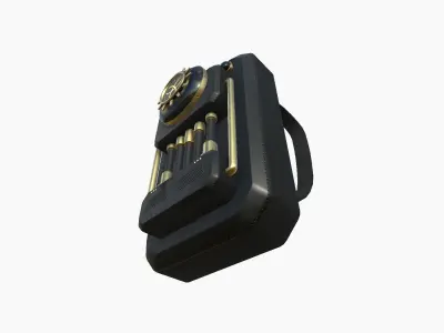 SciFi Backpack I03 Black Gold - Fashion Character Design Low-poly 3D model