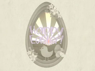 Easter Scene Cardboard Cutout Look 3D model