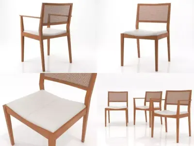 Mila set of wooden dining chairs 3D model