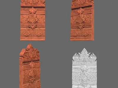 Asia Temple Walls Modular - 231002 3D model