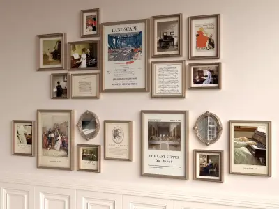 3D model of picture frames on the wall 3D model