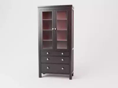 Classic Glass Door Cabinet with Drawers  Low-poly 3D model