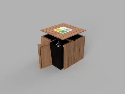 Outdoor Waste Recycling Bin Free low-poly 3D model