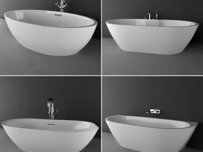 Bath set modern bathtub in four different views 3D model