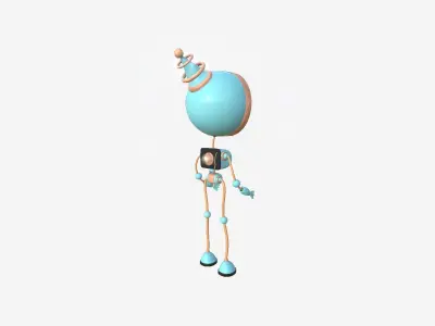 Cute Robot D01 Orange Blue - SciFi Character Design Low-poly 3D model