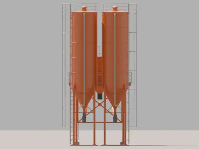 Cement silo hopper Low-poly 3D model