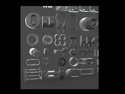 Kitbash hard surface big pack automatic 3D model