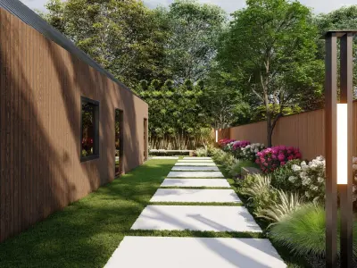 3D Exterior Scene 3D model design garden and landscape 3D model 31