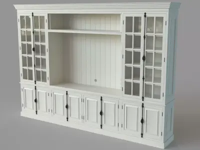 French Casement Media System Distressed White 3D model